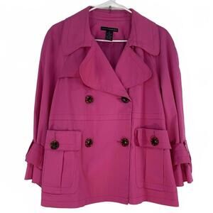 Grace Elements Lightweight Hot Pink Trench Pea Coat Plus Size 14